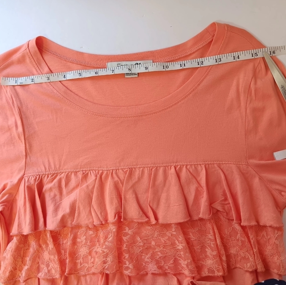 NWOT Top Blouse Tiered Front Lace ruffles, cotton modal, Long Sleeve,sz L. - Picture 6 of 14
